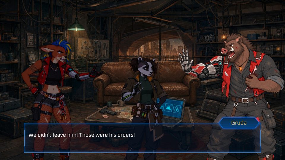 Story scene in the crew’s hideout